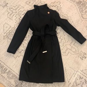 Ted Baker Black Wrap Coat size 1